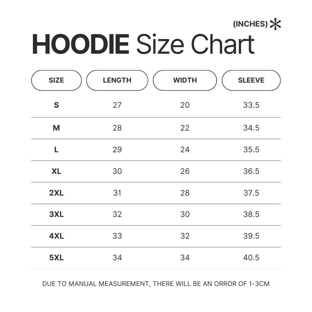 Hoodie Size Chart - Avatar The Last Airbender Gifts