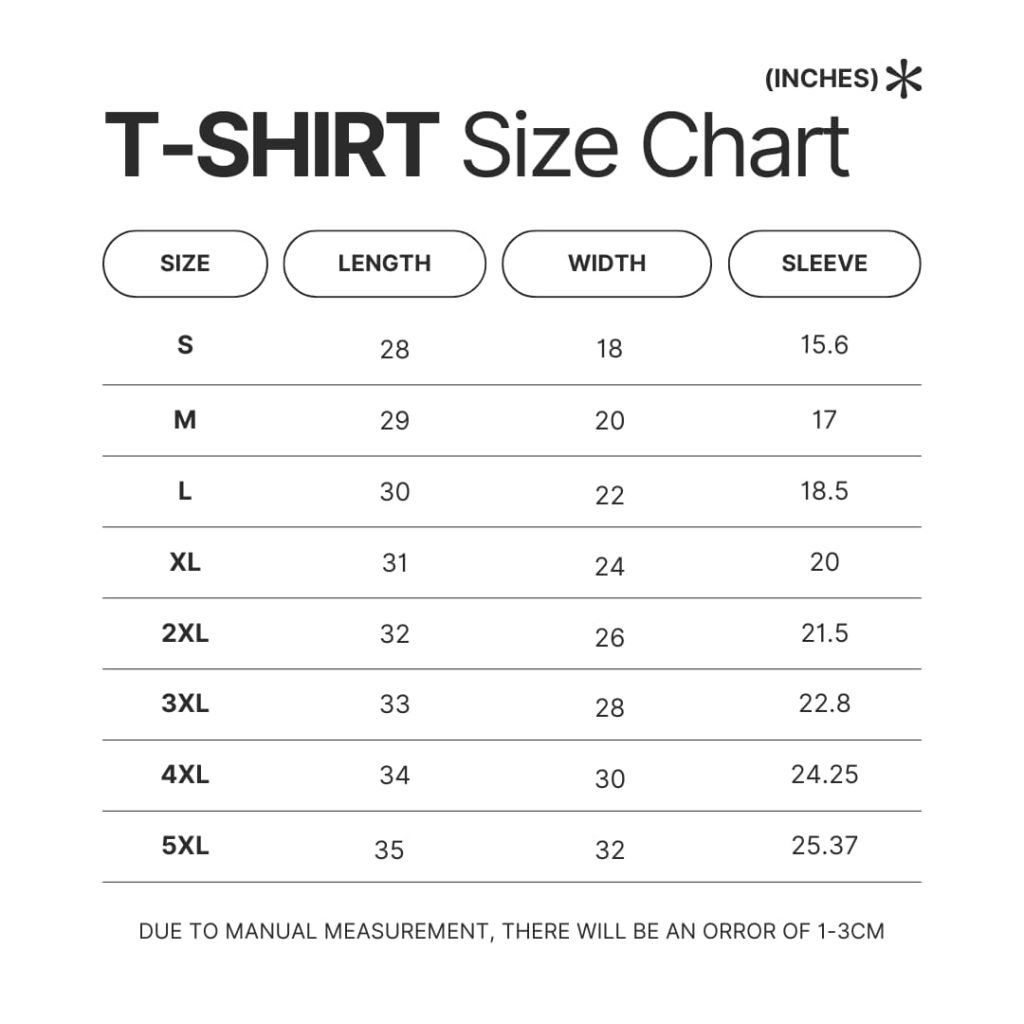 T shirt Size Chart - Avatar The Last Airbender Gifts